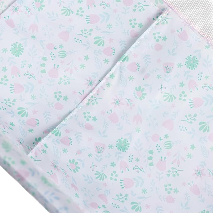 JC Toys - Berenguer Boutique | Travel Folding Crib - Playpen with Accessories | Pink Floral Collection | for Dolls up to 18" | Ages 3+