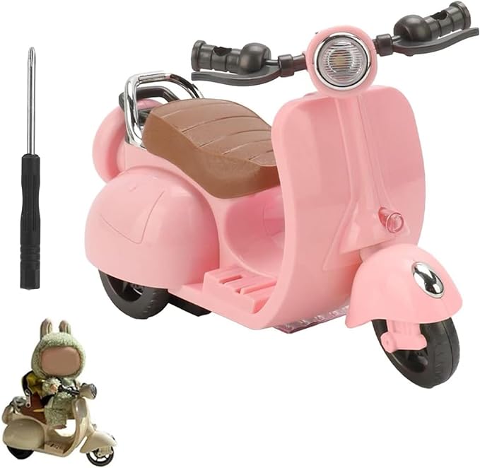 Scooter for Labubu with Light and Music, Have A Seat for Labubu Accessories, Mini Electric Doll Scooter Interactive Decor Desktop Ornaments for Labubu Collectors