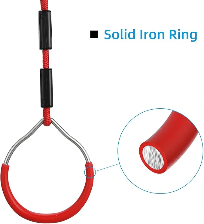 PELLOR 4-Pack Colorful Ninja Rings -Gymnastic Rings, Ninja Slackline Obstacle Course Accessories, Backyard Playground Training Equipment Play Set for Kids Adult