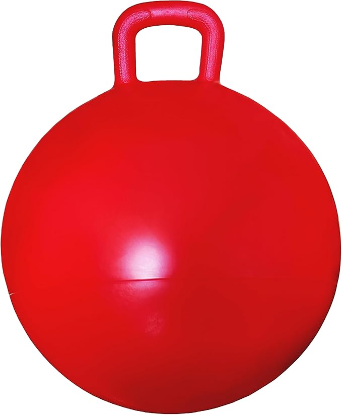 AppleRound Space Hopper Ball with Air Pump, 18in/45cm Diameter for Age 3-7, Kangaroo Bouncer, Hippity Hoppity Hop Ball for Children, Plain Color (Red)