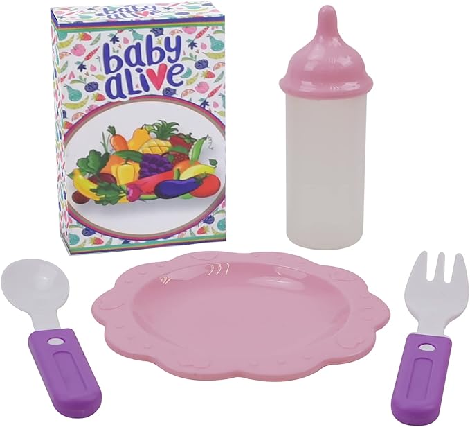 Baby Alive 509 Crew Doll High Chair Set - Pink & Rainbow - 6 Pieces, Fits Dolls Up to 24", Highchair w/Front Feeding Tray & 5 Feeding Accessories, Pretend Play for Kids Ages 3+