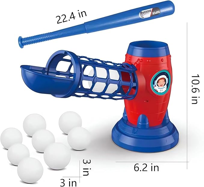T Ball Set for Kids Toddlers, Electric Automatic Baseball Pitching Machine Pitcher Machines, Tee Ball Set Baseball Tee for Kids Toddlers 3-5 5-8 3-12