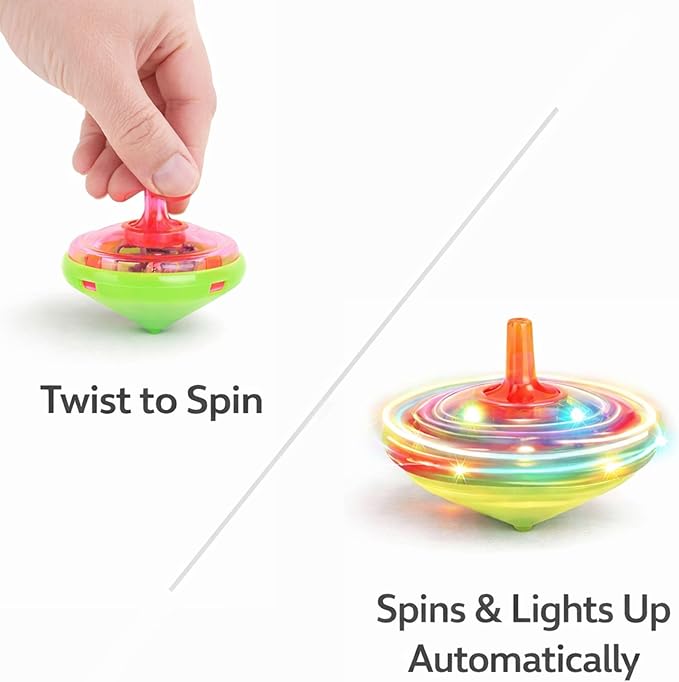 100 Pieces LED Light Up Flashing Mini Spinning Tops with Gyroscope - Kids Novelty Bulk Spin Toys Party Favors Bundle Pack Multicolored