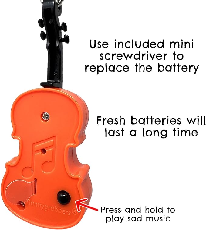 MunnyGrubbers - Original World's Smallest Violin Toy Keychain With Playable Sad Music - Tiny Mini Violin Keychain with Sound