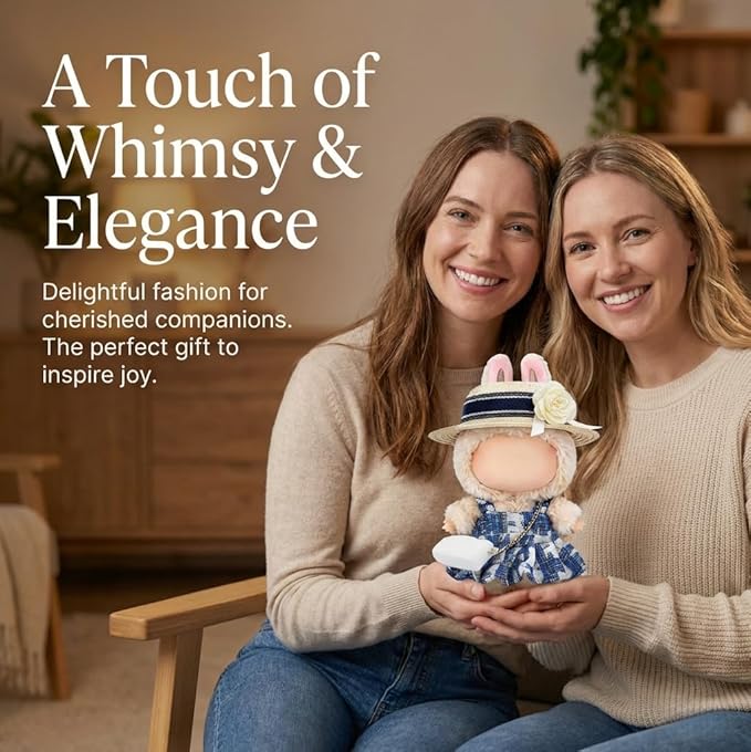 Clothes for 17cm Dolls, Luxury Chic Style Set High-End Fashion Outfit 3 Piece Set Including a Hat,Clothes and Bag with Premium Dolls Accessories for Play & Display (Blue) - No Logo