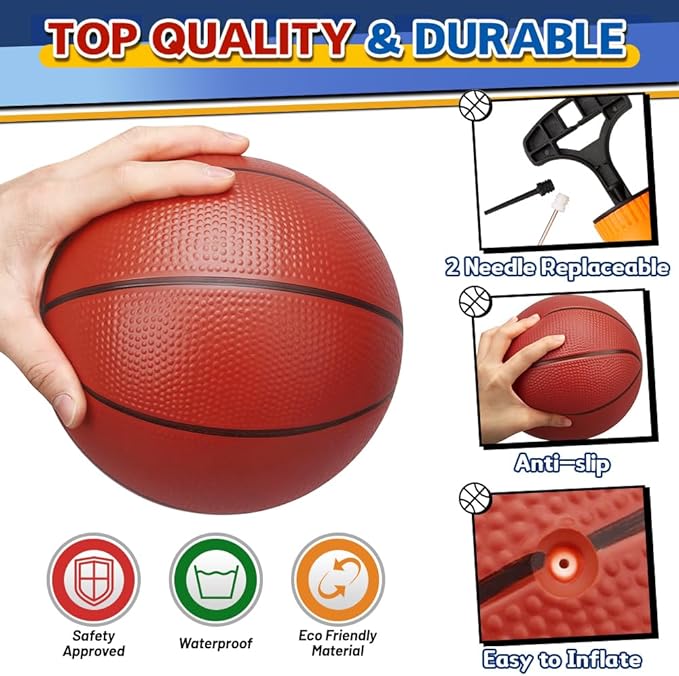 4 PCS 8.5inch Basketball for Kids Adults, Replacement Ball for Swimming Pool, Realistic Bounceand Grip for Indoor and Outdoor Play