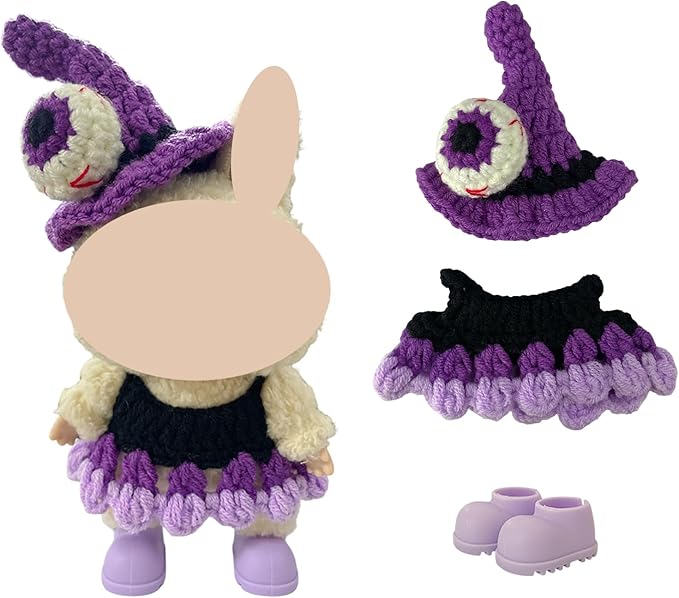 3 Sets Magical Fantasy Style Clothes for 17cm Doll, Pumpkin Outfit with Witch Hat, 6.7-Inch Doll Accessories, Kawaii Outfits Costume Include Shoes and Glasses, (No Dolls)