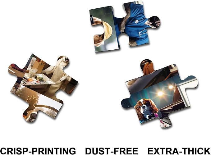 Working Dog Puzzles 1000 Pieces for Adults, Animal Jigsaw Puzzle Charming Dogs, Funny Puppy Bulldog Jigsaw Puzzle Family Collage Puzzles for Home Decoration