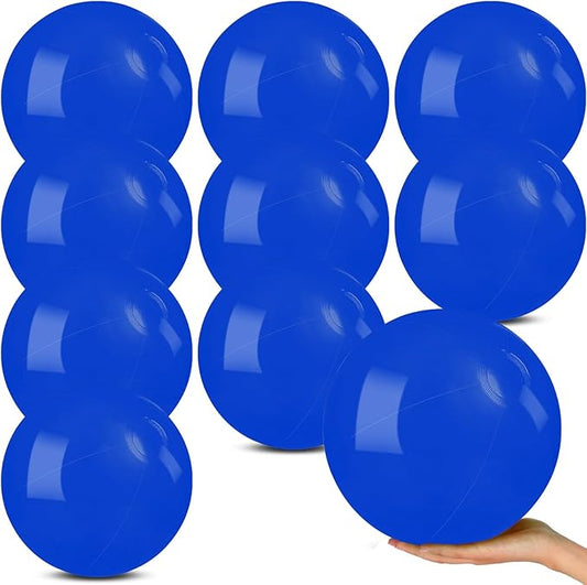 10 Pack Blue Beach Ball - 12 Inch Blow Up Beach Ball Party Supplies for Kids, Inflatable Floating Balls for Summer Pool Parties, Outdoor Activities & Birthday Decorations(Blue)