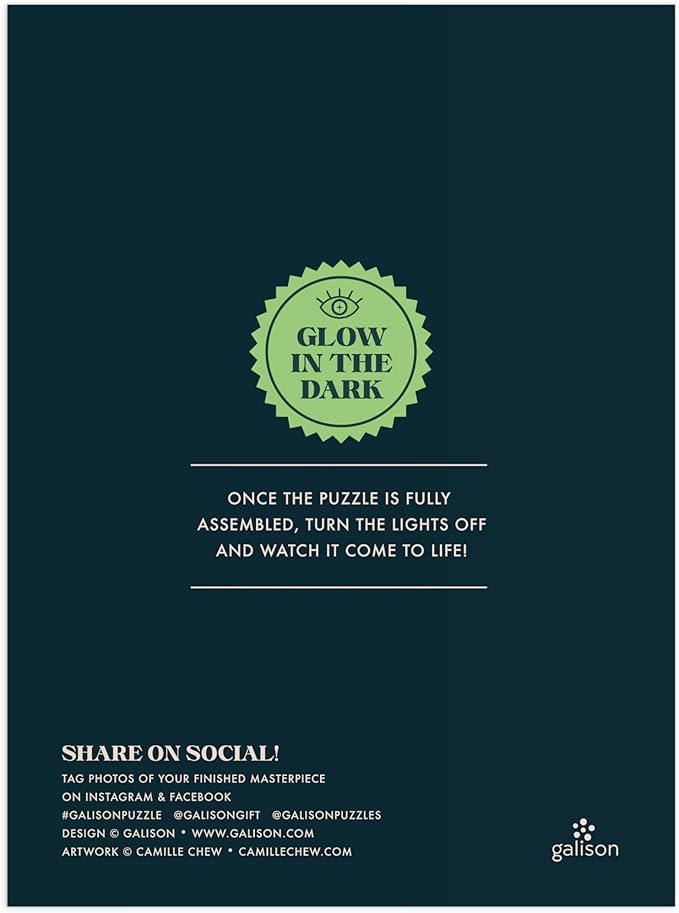Galison Occult and Curious – 1000 Piece Glow in The Dark Jigsaw Puzzle Featuring an Eerie Collection of Creepy and Spooky Objects