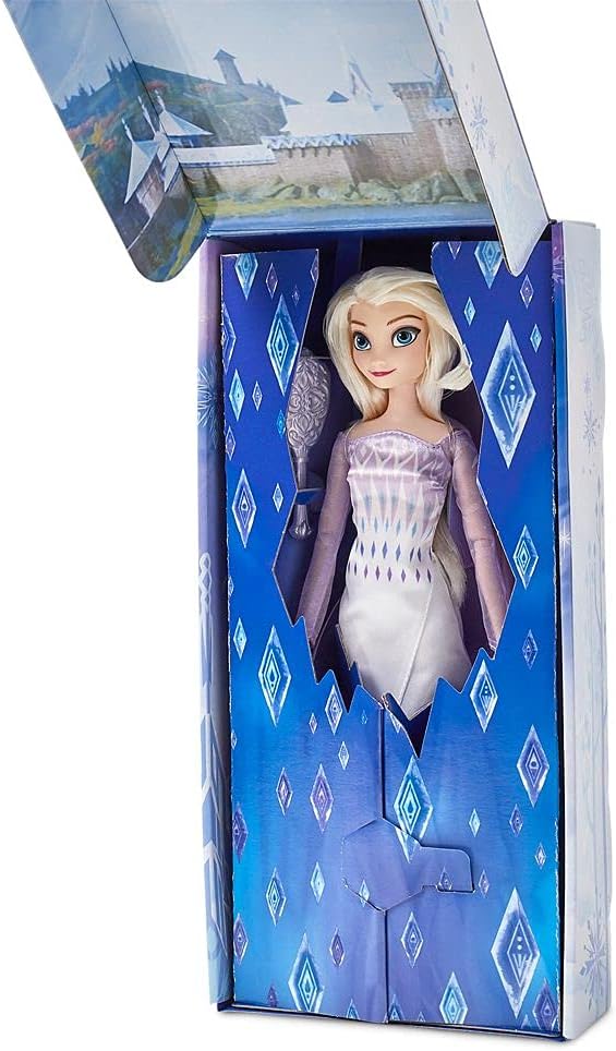 Disney Store Official Princess Classic Doll (Elsa from Frozen 2), 11 Inches, Includes Brush with Molded Details, Fully Posable Toy in Classic Outfit - Disney Princess Toys