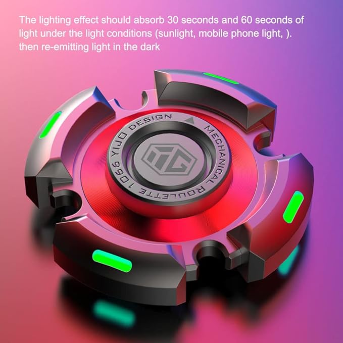 Fidget Spinners, Fidget Spinner for Adults, Stress Anxiety ADHD Relief Figets Toy, Metal Finger Hand Spinner Toys with Luminous Light, Fidget Spinner Need Absorb Light Then Release in Dark