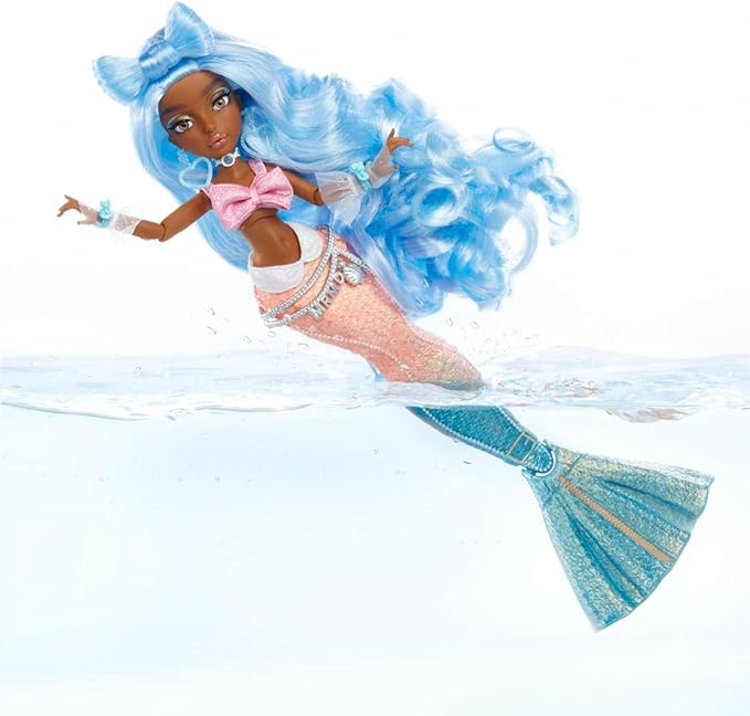 MERMAZE MERMAIDZ Color Change Shellnelle Mermaid Fashion Doll with Designer Outfit & Accessories, Stylish Hair & Sculpted Tail, Poseable, Multicolor, 580829