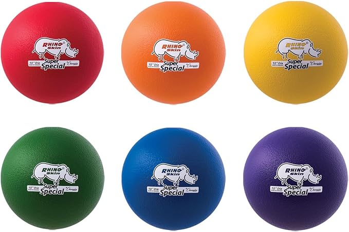 Champion Sports 10 Inch Rhino Skin Super Special Foam Ball Set of 6, Assorted