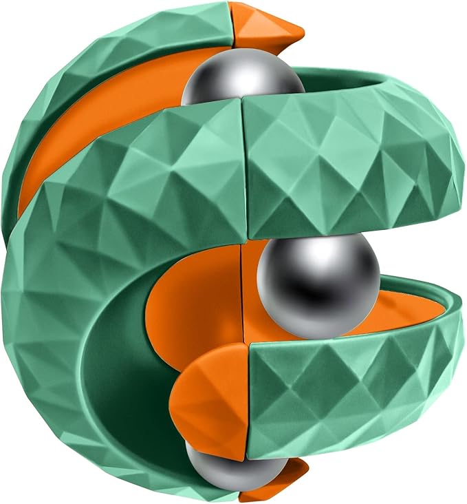 Orbiit Ball Toy, Infinitycube Puzzle Ball Spinning Toy, Circuit Infinite Invert Change Puzzle Games Novelty Creative Stress Relieve Toys for Kids Children Adults (1, Orange&Green)