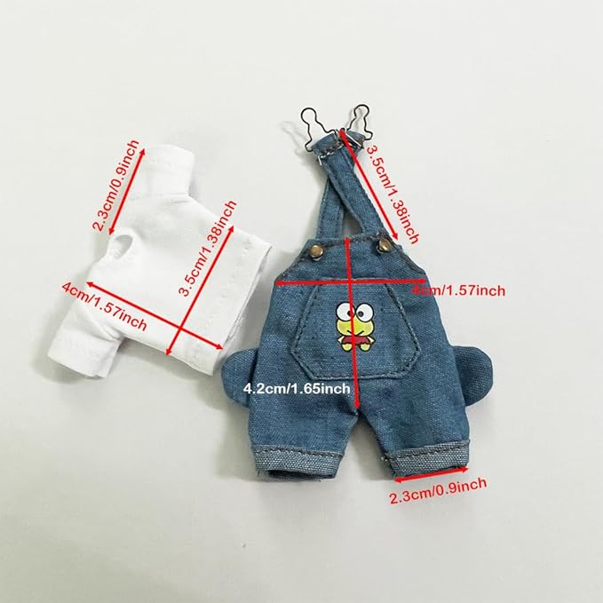 1/12 BJD Doll Clothes Fashion Suspender Pants T-Shirt Set for ob11 gsc body9 Dolls Accessories (Dark Blue)