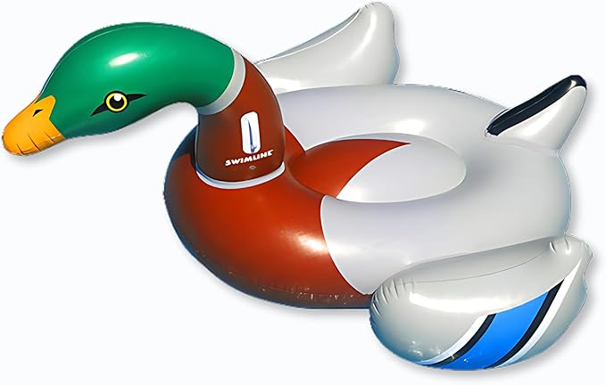 SWIMLINE Original 90703 Inflatable Decoy Duck Pool Float | Fun Ride-On Raft with Stable Legs & Wings | Lounge Floatie Perfect for Parties & Relaxation