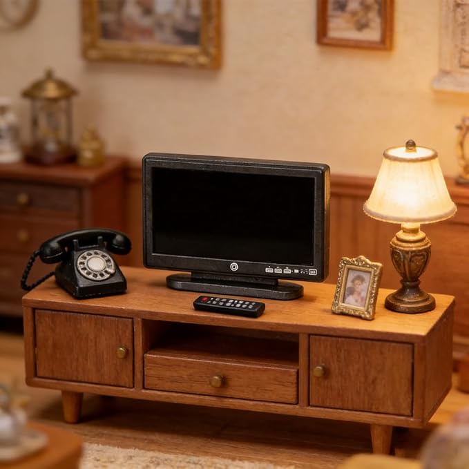 1:12 Dollhouse Furniture Accessories Set- Doll House TV and mini Remote Control, Miniature Dollhouse Living Room Decor (TVSet)
