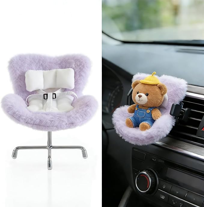 Ezcora Accessories for 10-17cm Dolls, Doll Car Seat with Clip onto Car Air Vent, Includes Seat Leg for Desktop Display (Purple)