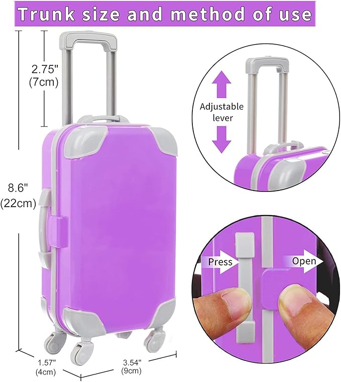Mermaid 18 inch Doll Clothes and Doll Accessories Case Luggage Travel Play Set Include Suitcase, Dresses, Bag, Camera, Glasses, Pillow, Eyeshade Etc (No Doll)