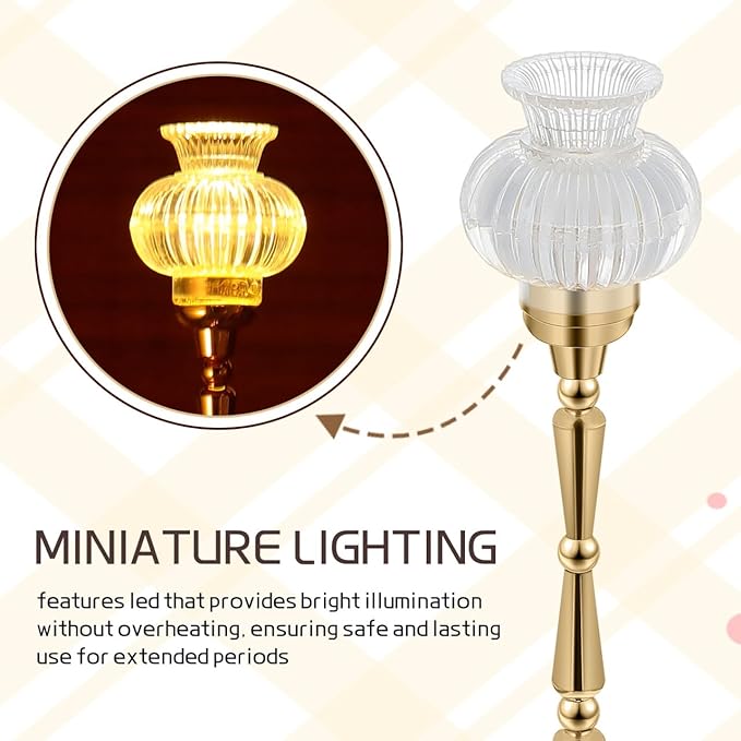 TOYANDONA Miniature Dollhouse Lamp - 1/12 Scale Doll House Floor Lamp Miniature Dollhouse Lights Led Battery Operated for Doll House Decoration Accessories
