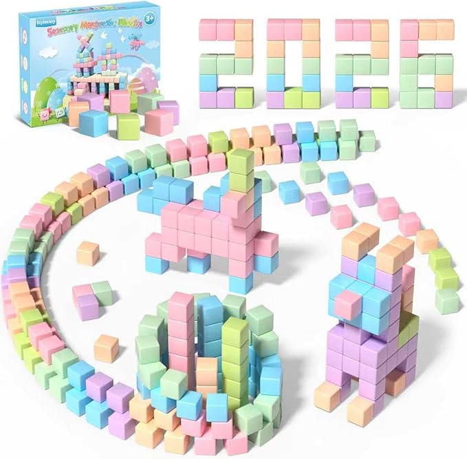30PCS Magnetic Blocks, Waterproof Building Blocks, Macaron Colors Cubes, Preschool Classroom Must Haves Sensory Autism Toys, STEM Kids Toys Christamas Present for Boys Girls ages 3 4 5 6 Year Old
