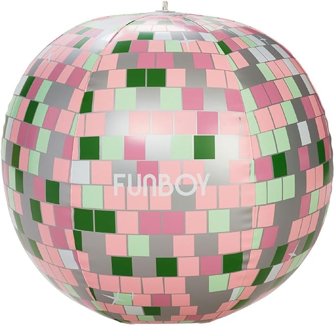 FUNBOY Oversized 20'' Inflatable Disco Metallic Ball Beach Ball Style Inflatable with Hang Loop