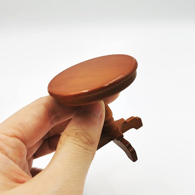 Dollhouse Decoration Accessories, 1:12 Dollhouse Furniture Miniature Wooden Round Side Table