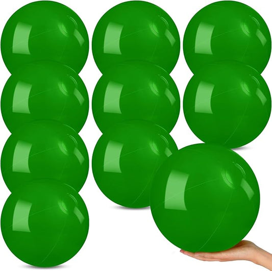 10 Pack Green Beach Ball - 12Inch Blow Up Beach Ball Party Supplies for Kids, Inflatable Floating Balls for Summer Pool Parties, Outdoor Activities & Birthday Decorations(Green)