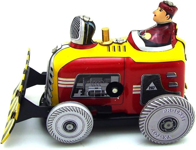 Charmgle Retro Wind-up Tin Toy, Small Bulldozer Nostalgic Toy Funny Gifts Adult Collection Metal Toy Home Decoration