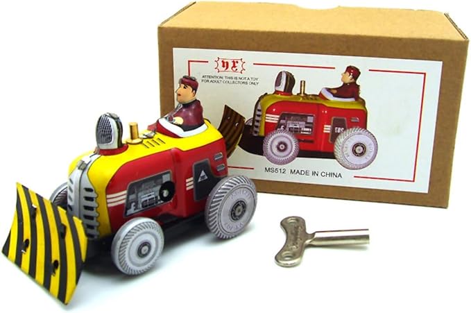 Charmgle Retro Wind-up Tin Toy, Small Bulldozer Nostalgic Toy Funny Gifts Adult Collection Metal Toy Home Decoration