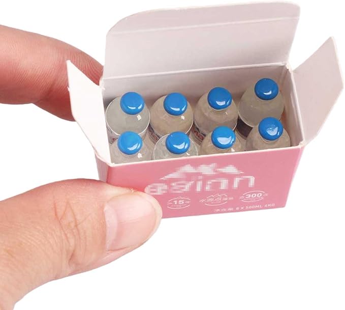 1 Set Miniature Accessories Dollhouse Water Bottles Mini Drinking Bottle & Box, Miniature Money for Mini Elf Accessories Action Figure Props DIY Crafts Projects,Fairy Garden Pub Bar Decor