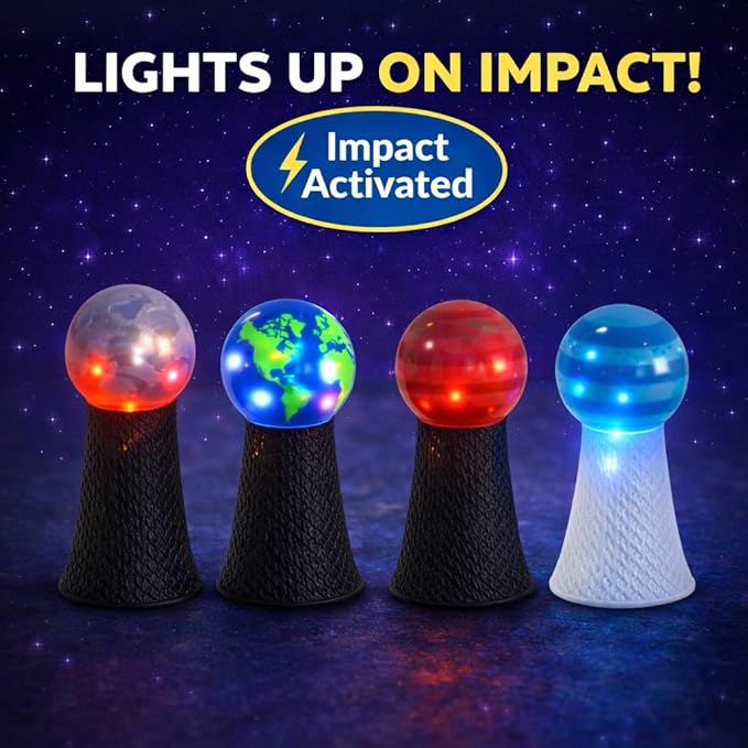 Liberty Imports Planet Pop Jumpers for Kids, 20 Pack Light-Up Solar System Popper Toys with Stars & Planets, Press and Pop Jumping Launchers, Outer Space Themed Party Favors Bulk Supplies