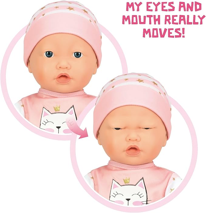 Mother Love Interactive Baby Dolls,16 Inches Dolls with Realistic Sounds and Movements,Talking and Crying Baby Doll with Sound, Soft Cloth Body with Feeding Toy, Dolls for 3+ Year Old Girls