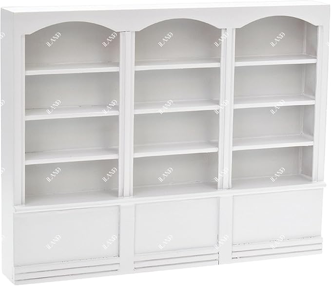iLAND Dollhouse Bookshelf 1/12 Scale Dollhouse Furniture Mini Wooden Bookshelf for Miniature Books Mini Bookcase 1/12 Scale Accessories Mini Library Doll House Living Room Books Shelf Miniature Gifts