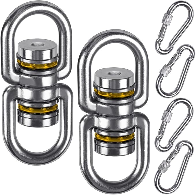 SELEWARE Heavy Duty Bearing Swing Swivel, 360° Rotational Hanging Accessory, Ideal for Tree Swing, Hammock Chair, Yoga, Kids Tire Swivel, Heavy Bag Swivel, 2 Pack, 1200LB Capacity