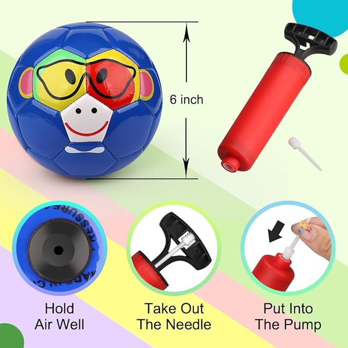 Dilabnba Kids Mini Soccer Balls, 3PCS Toddlers Football Toys, Soft Sport Indoor Outdoor Ball for Girls Boys 3-8 Years Old with Pump, Parties and Operation Christmas Child Shoebox