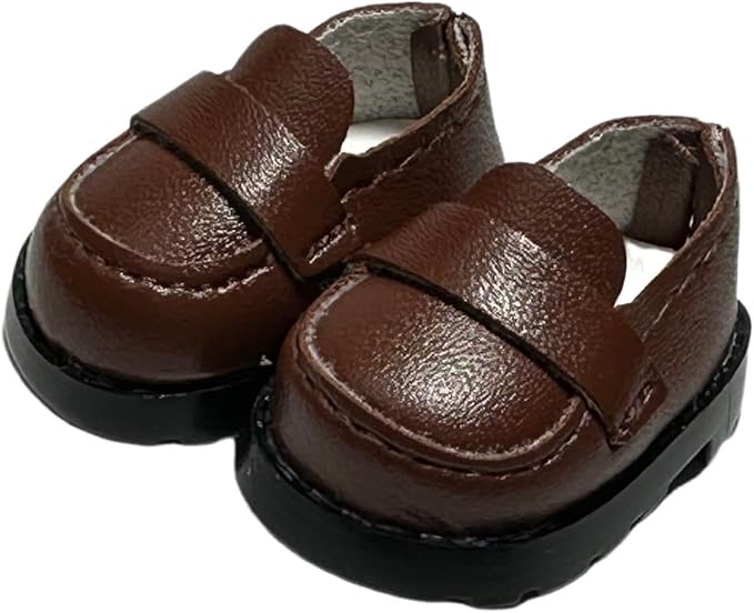 Premium Doll Shoes for Lububu, 15cm 17cm Dolls Accessories, Mini Leather Shoes Fashion Dress Up Doll Shoes Replacement (1, Loafer - Brown)