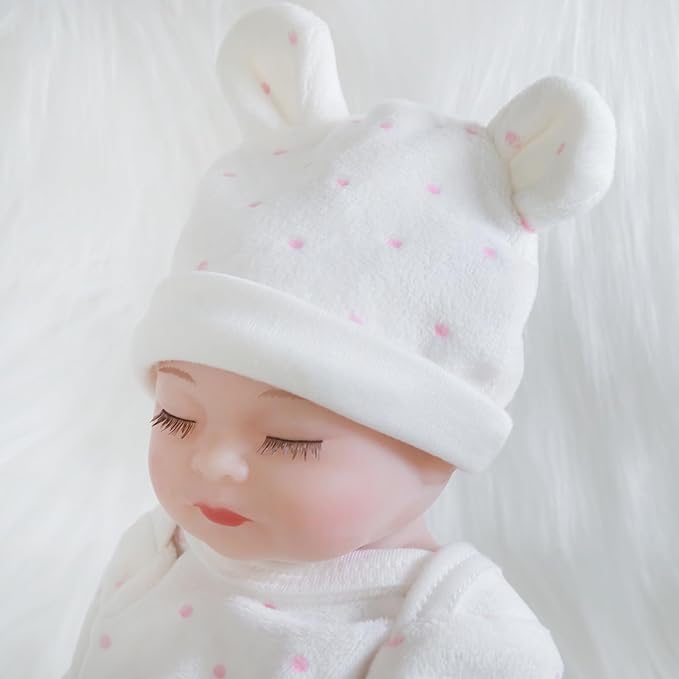 ENA Reborn Baby Doll Realistic Silicone Vinyl Baby 10 inch Weighted Lifelike Doll Gift Set for Ages 3+ (Pink Polka dots, 10 inch)