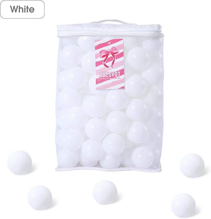 Ball Pit Balls for Kids, Plastic Refill 2.2 Inch Balls, 100 Pack, Bright Colors, Phthalate and BPA Free, Includes a Reusable Storage Bag with Zipper