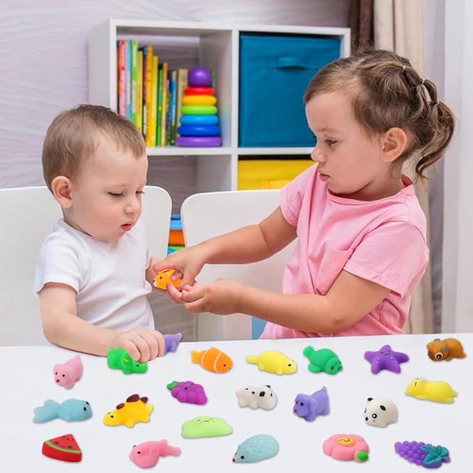 60 Pack Mochi Squishy Toys, Kawaii Mini Animal Squishies for Kids Treasure Box Classroom Prizes Birthday Party Favors Goodie Bag Stuffers Pinata Easter Egg Fillers Sensory Fidget Toys Xmas Gift