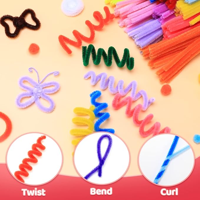 Praisebank Red Pipe Cleaners for Crafts, 200pcs, Chenille Stems for DIY Projecets, Arts & Crafts Supplies for Festival Party Decorations