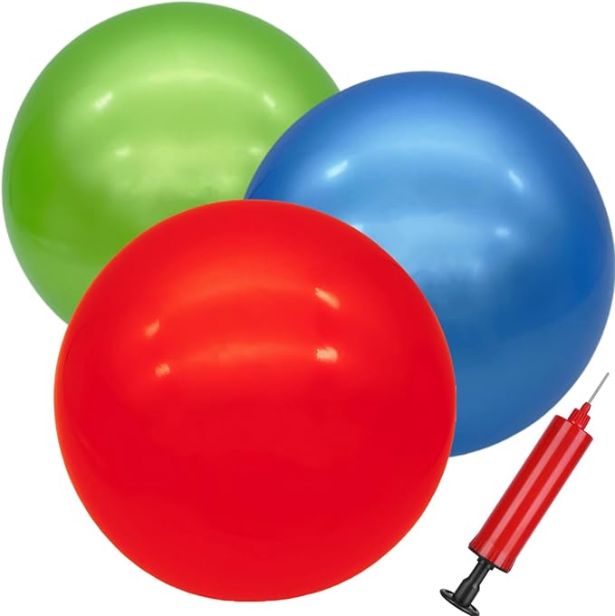 3 Pcs Inflatable Playground Balls 9 Inch Bouncy Balls with Hand Air Pump for Indoor Outdoor Play Balls for Kids