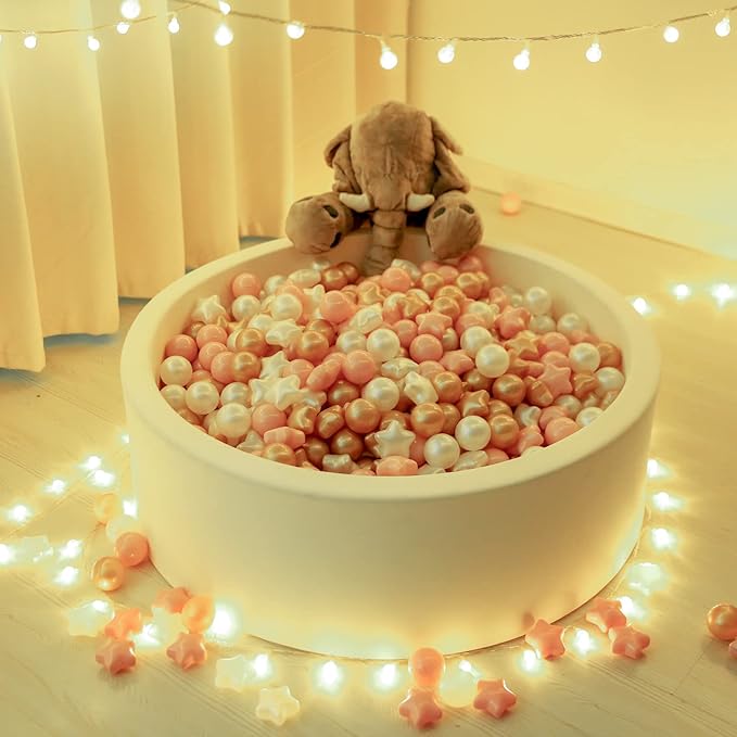 TRENDPLAY Star Ball Pit Balls for Toddlers -50 100 200 Count Star Balls Different Shapes, Non-Toxic Plastic Balls for Safe Play, Boys Girls Festival Party Decoration
