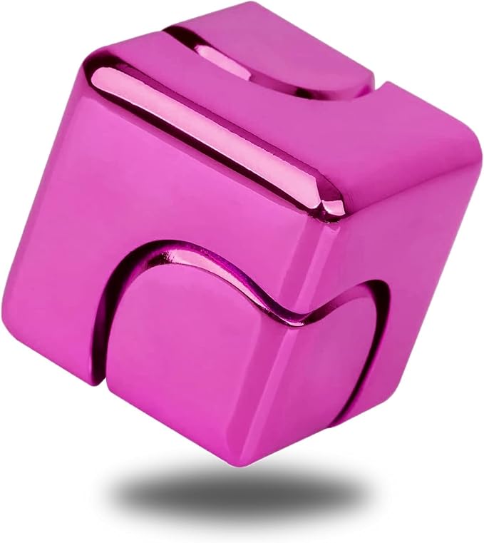 Infinity Gear Fidget Spinner for Kid Adult, Transformable Spinning Top Metallic Fidget Toys for Anti-Anxiety Stress Relief Autism ADHD, 2-in-1 Cube Focus Toy for Desktop Office Classroom Pink