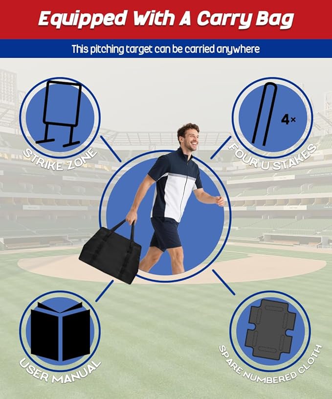 Garbuildman Baseball Strike Zone Target for Plastic Balls, Portable Metal Frame Pitching & Hitting Training Tool for Outdoor