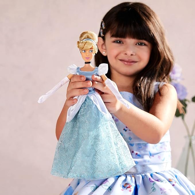 Disney Store Official Princess Classic Doll (Cinderella), 11 Inches, Includes Brush with Molded Details, Fully Posable Toy in Classic Outfit - Disney Princess Toys
