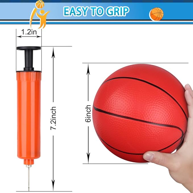 6" Mini Basketball for Mini Basketball Hoop, Small Replacement Ball Toy for Over The Door Hoop, PVC Balls for Kids Toddler, Beach Indoor Outdoor Sport Pool Game Gift Set 3 PCS (with Pump)