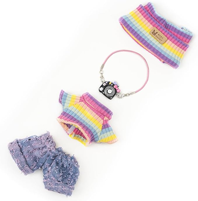 Clothes for Lububu 17cm Dolls(NO Doll) for Lububu Doll Outfits with Accessories Suit for Lububu Cute Stylish Dress Up Set Easter Gifts Purple Pants