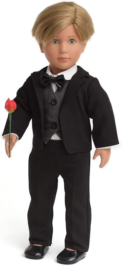Doll Clothes First Communion Wedding Suit Set Rose Gentleman Outfits Fit American 18 inch Boy Dolls